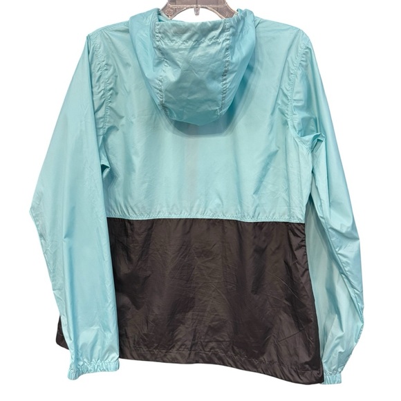 Columbia Aqua Blue Gray Windbreaker Jacket Hooded Zip Medium - Picture 4 of 8